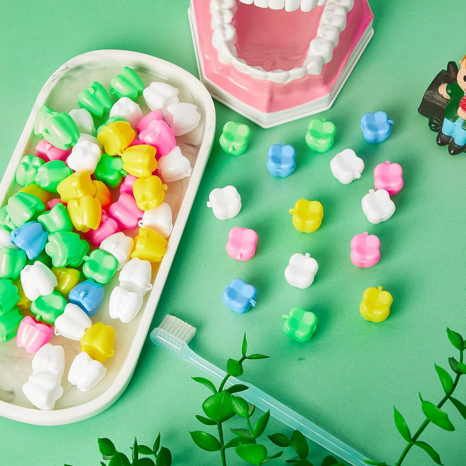 150 Pcs Colorful Tooth Savers, Plastic Tooth Holders for Boys and Girls, Tooth Box, Tooth Holders for Kids Keepsake, Goodie Bag Fillers, Party Favor, Dentist Office, 5 Colors, 0.6 X 0.75 X 0.6 Inch, Plastic, Alexandrite image number 3