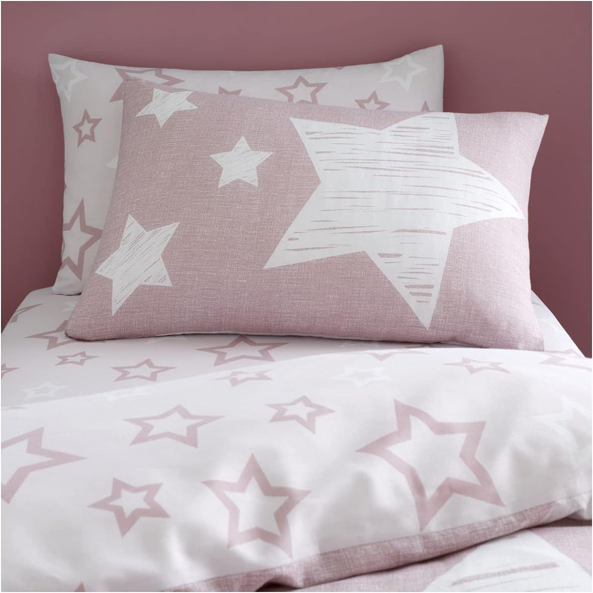 GC GAVENO CAVAILIA Easy Care Printed Duvet Cover Sets, Breathable Reversible Stars Bedding Single Bed Set, Washable Comforter Covers, Blush Pink image number 5