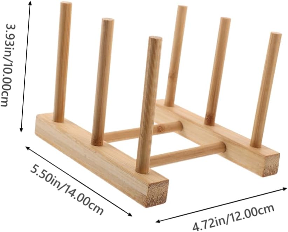 FELTECHELECTR 2Pcs Bamboo Draining Rack Storage Rack Mug Holder Stand Dish Drainer Home Organizer image number 3