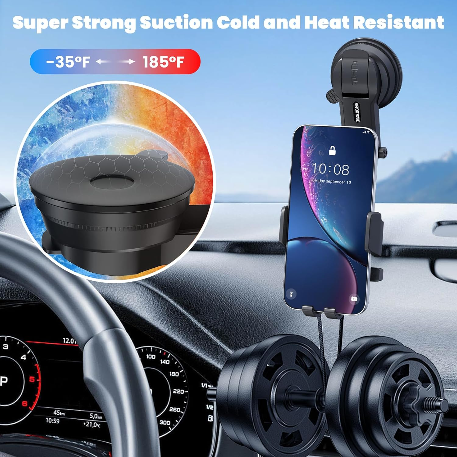 3-In-1 Car Phone Holder, Ultra-Stable and Shockproof, for Dashboards, Windshields, and Air Vents, 360&deg; Adjustable Angle, Suitable for All Smartphones image number 4
