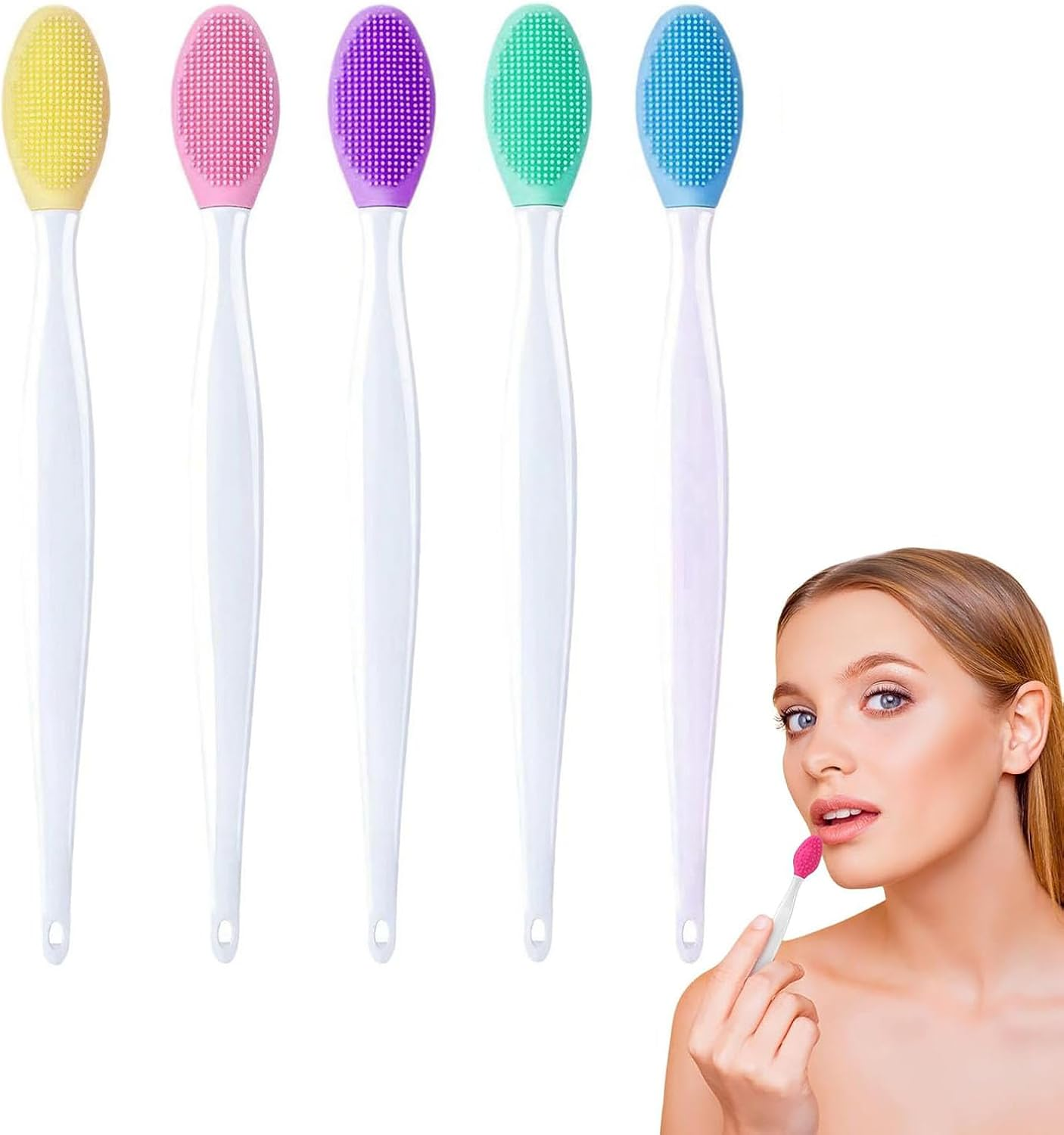 SYGELER 5-Pack Double-Sided Silicone Lip Scrub Brushes &ndash; Gentle Exfoliating Tool for Lip Lightening, Dark Lips Care & Softening | Men/Women Reusable Lip Exfoliator Kit image number 3