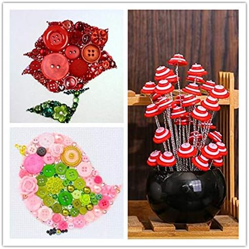 EMAAN 650 Pieces of Christmas Craft Buttons of Various Sizes 2 and 4 Holes round Craft Buttons - DIY Crafts, Children'S Button Painting, Button Bouquets (Red, Green and White) image number 4