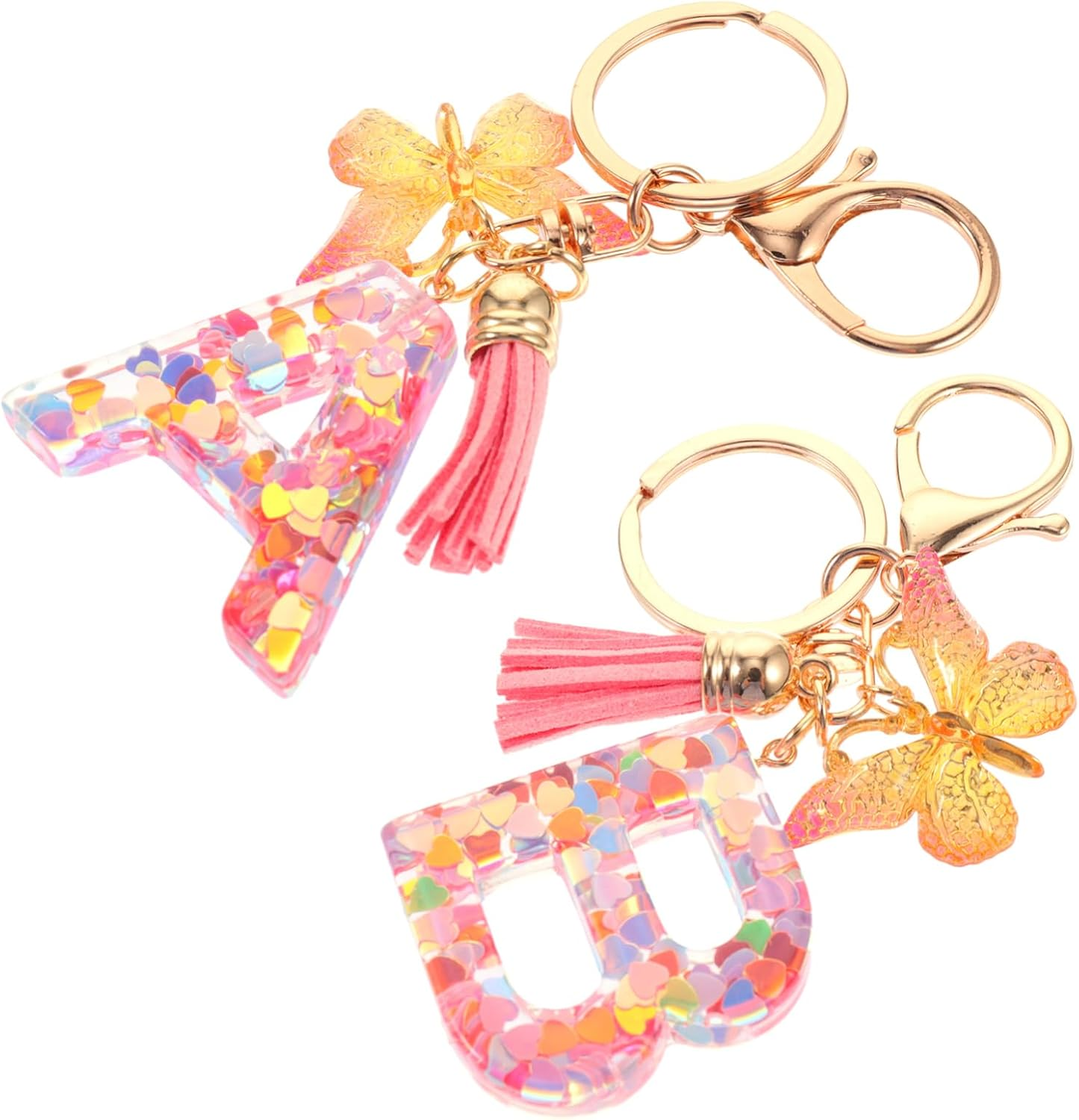 IWOWHERO 2Pcs Butterfly Alphabet Key Bulk Key Rings Girls Backpack Purse Key Chain for Car Keys Initial Letter Key Ring Letter a Keychain a Letter Keychain Bag Key Decor Decorative Keyring