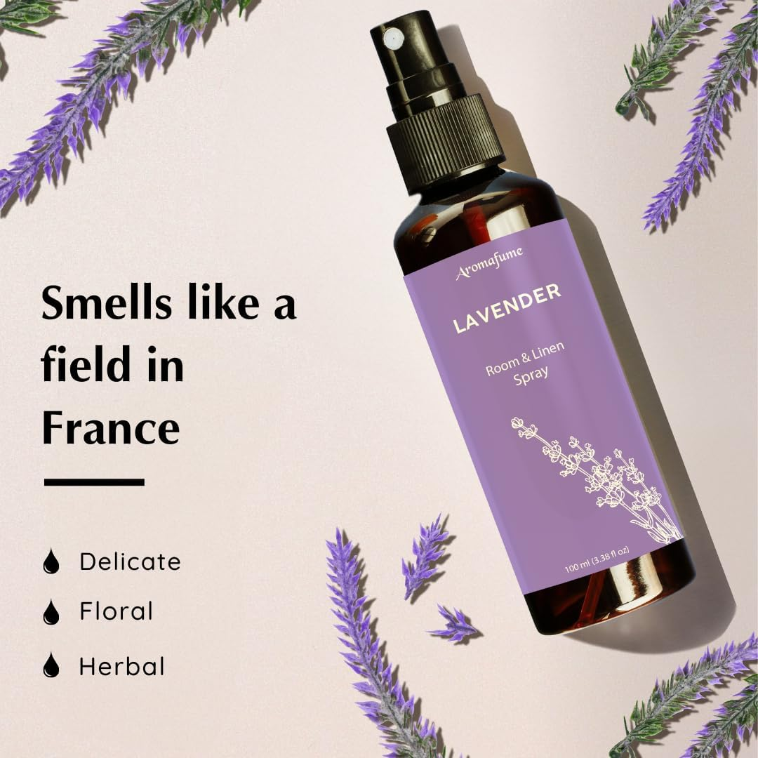 Lavender Room, Linen & Pillow Spray by Aromafume | 100Ml/3.38 Fl Oz | with Pure Lavender Essential Oil | Aromatherapy Spray for Relaxation, Sleep & Stress Relief | Mist for Bedding, Fabrics image number 1