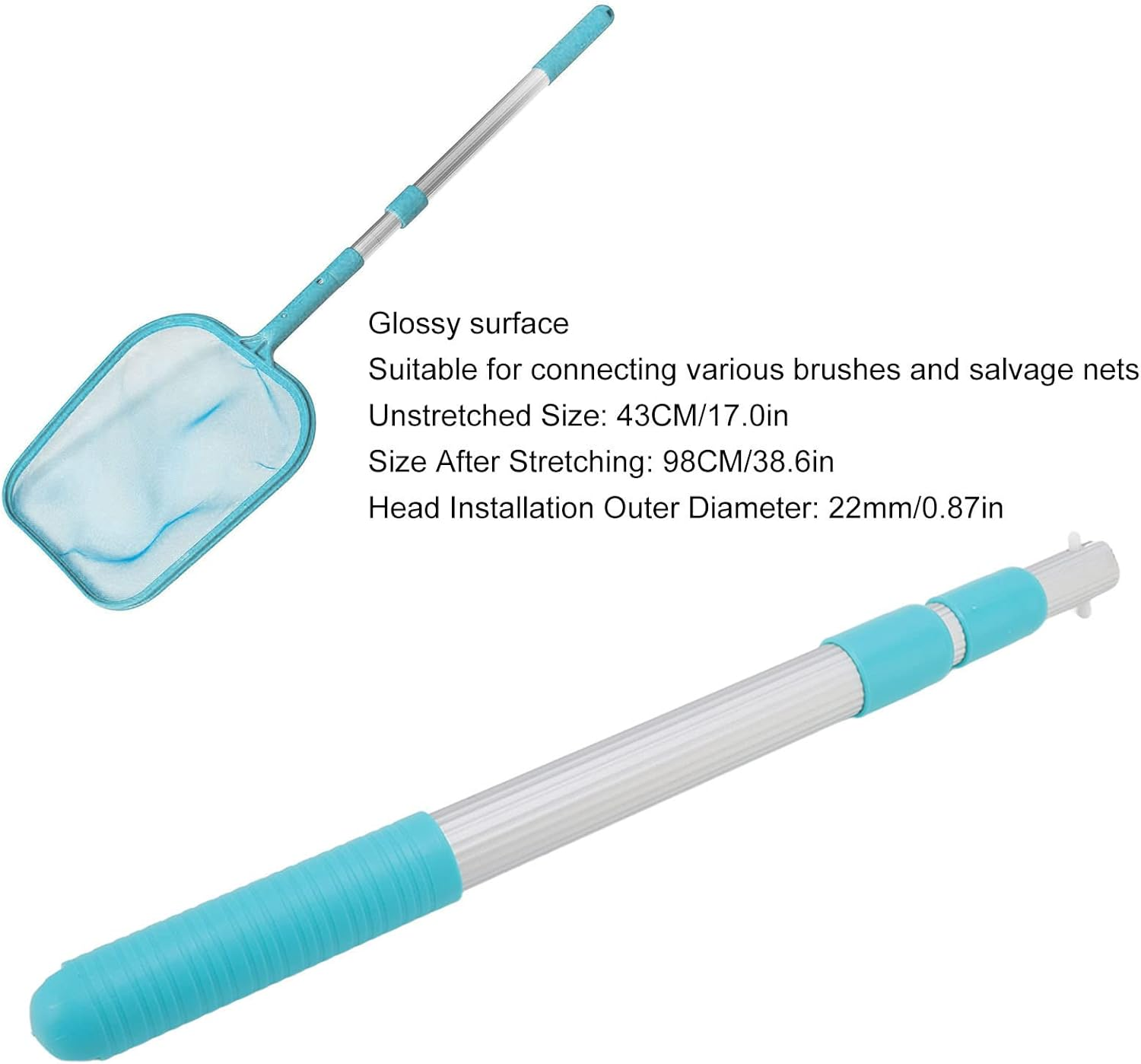 TOPINCN Swimming Pool Telescopic Pole Convenient Aluminum ABS Pool Net Handle for All Tools, High Toughness and Widely Applicable image number 1