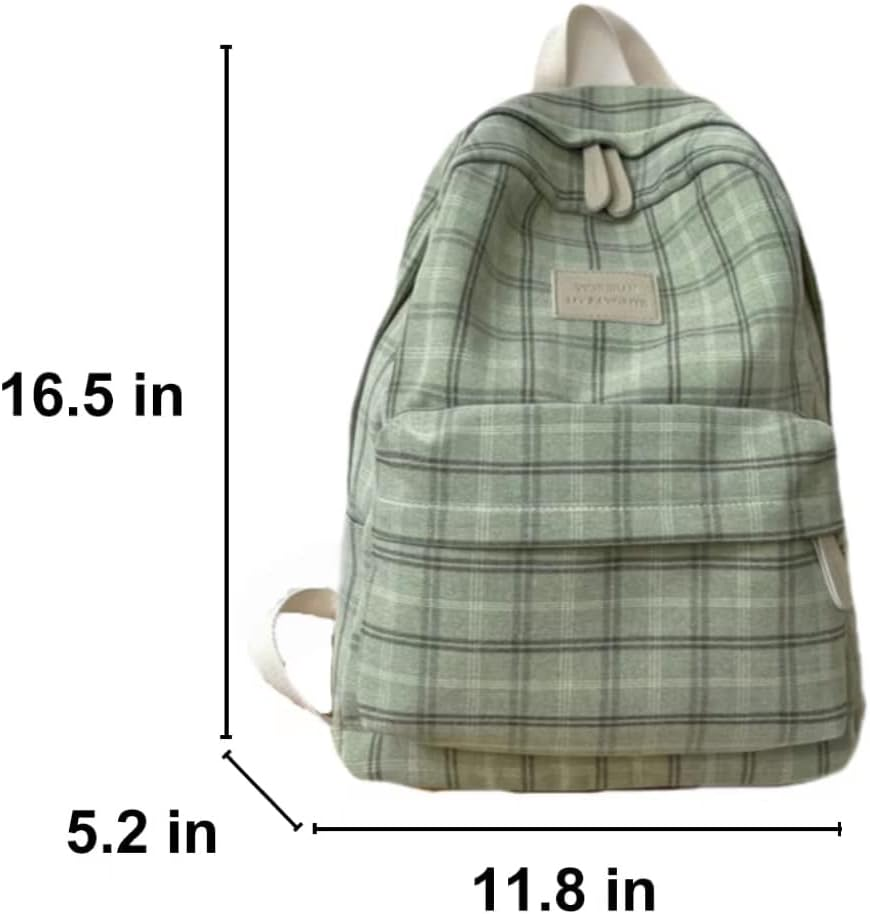 MININAI Light Academia Backpack Aesthetic Plaid Preppy Laptop Backpack Checkered Rucksack for College Travel Work
