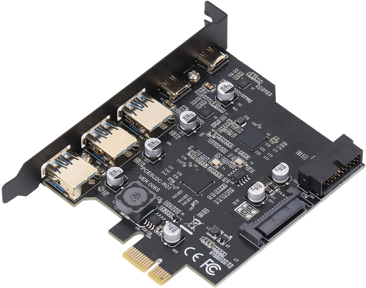 Pcie to USB 3.2 Gen 2 Card, 20 Gbps Bandwidth, 3 USB Type a and 2 USB Type C 5 Ports, PCI Express Expansion Card for Win Linux OS X PC image number 2