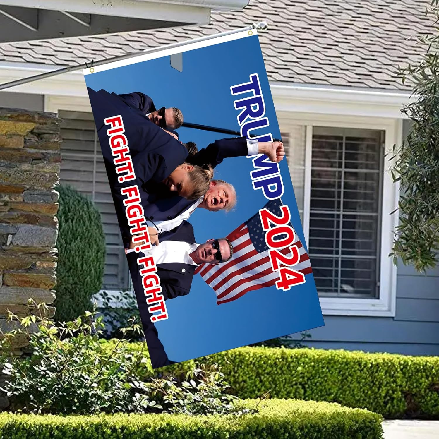 WENWELL Trump 2024 Fight Flag - Donald Shooting You Missed Tapestry 3X5 Ft, Assassination Attempt Banner, Fist Pump for Bedroom Outdoor Indoor Decorative image number 2
