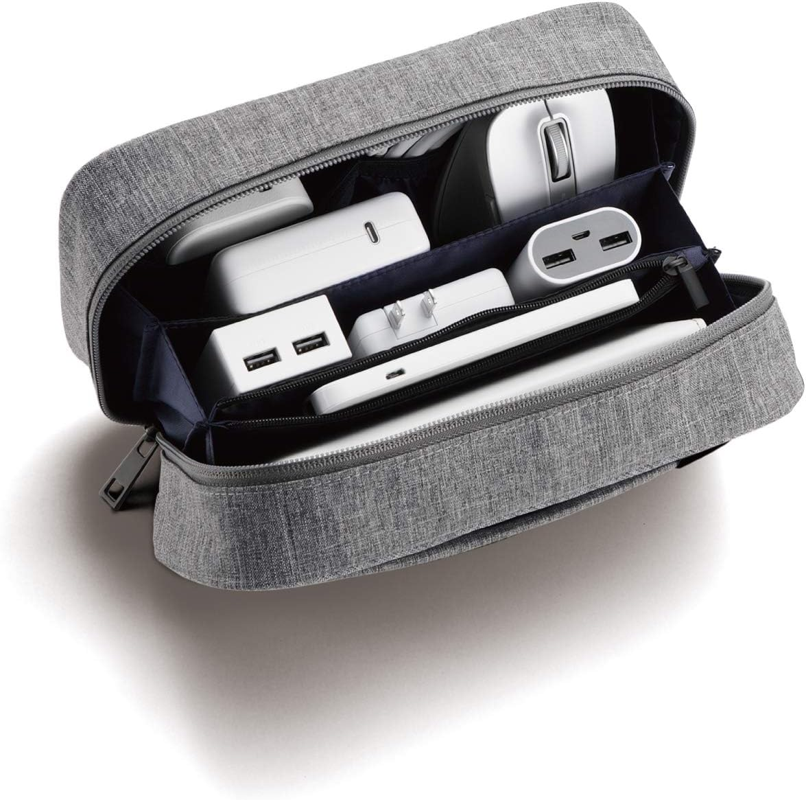 Elecom BMA-GP14BK Gadget Pouch, Large Capacity, Storage Type, Gadget Case, Organizer Pouch, Black