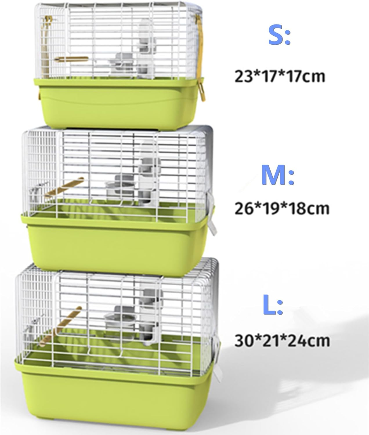 Portable Bird Travel Carrier Cage &ndash; 360&deg; Full View Wire Carrier with Feeder & Water Cup for Cockatiels, Parakeets &ndash; Locking Door, Easy Clean, Perch Included &ndash; Perfect for Vet Visits, Trips(Size:L) image number 3