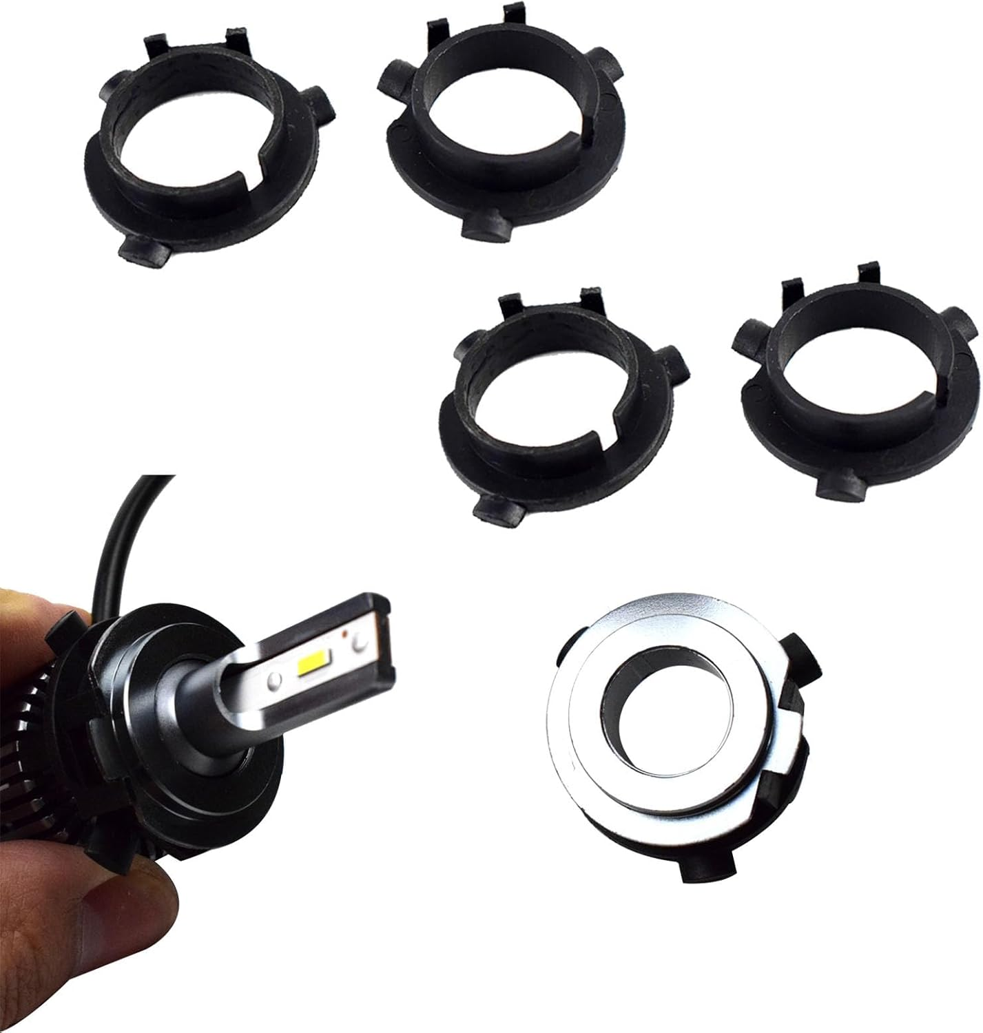 2 PCS Car Bulb Adapter, H7 Car LED Spotlight Holders, Car LED Bulb Holder Socket for Hyundai, Nissan, Kia (Black) image number 2