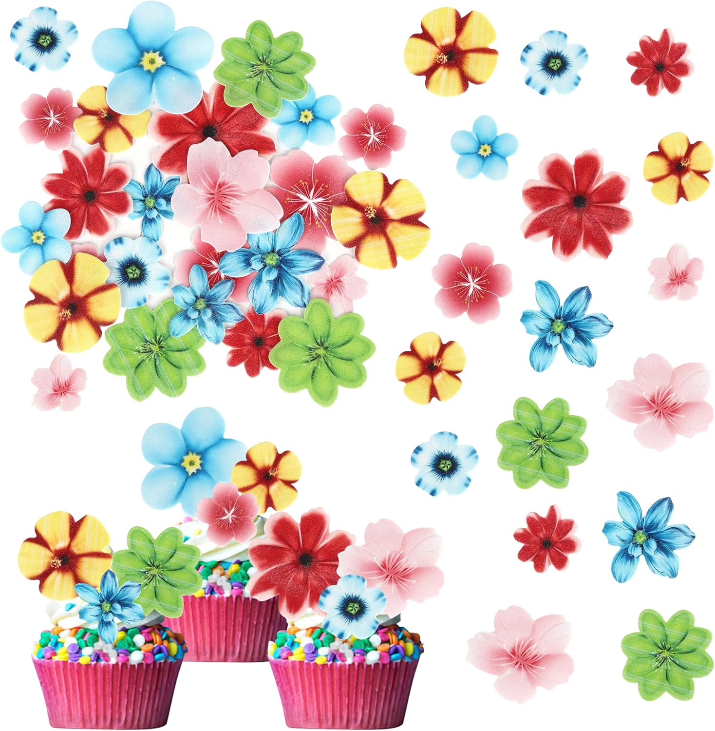 80 Pack Edible Butterfly Cupcake Toppers, Edible Colorful Butterfly Cake Decorations, Birthday Party Butterfly Decorations for Wedding Birthday Party Food Decoration Supplies