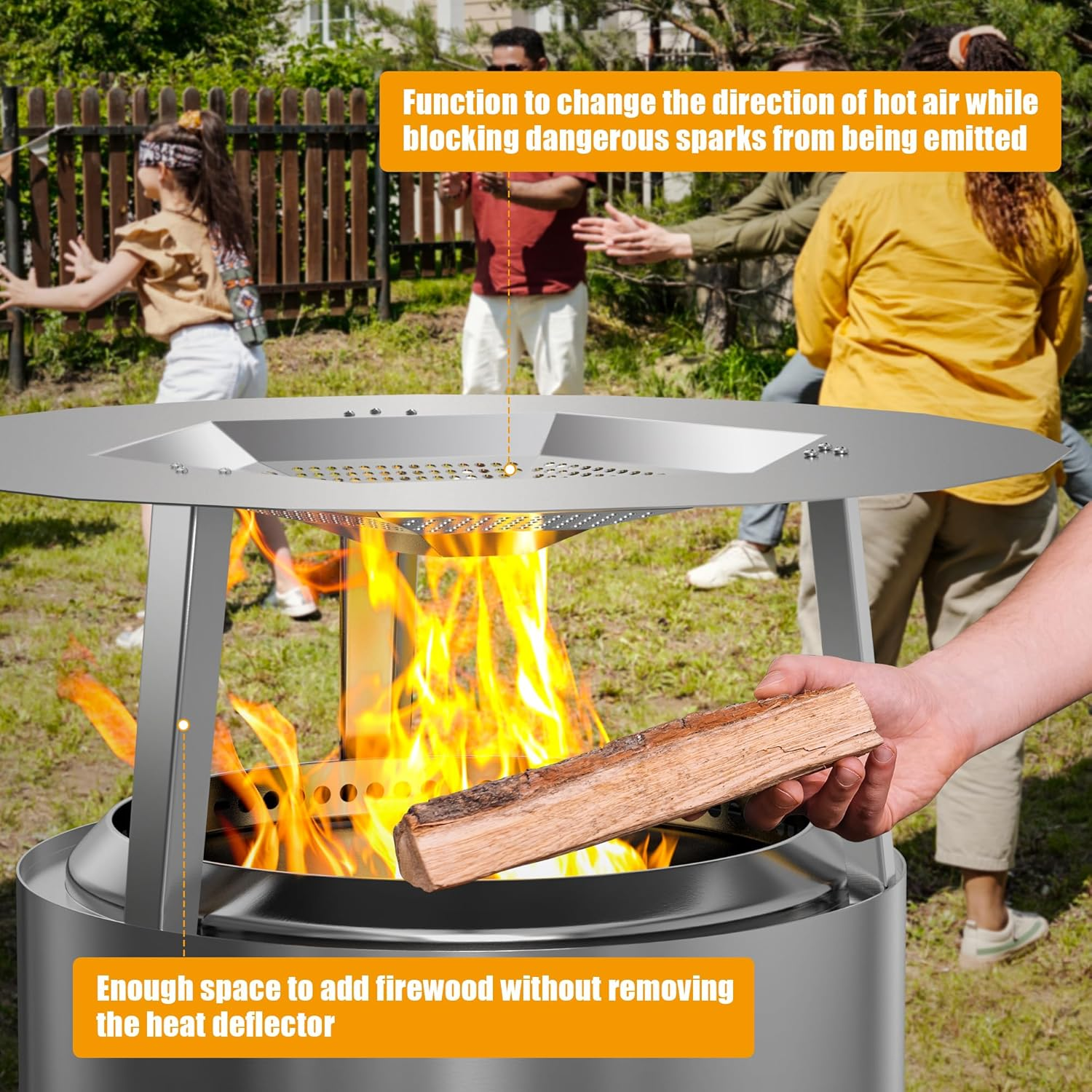 One-Piece 19.5" Heat Deflector Replacement for Solo Bonfire 19.5" Stove Fire Pit,Stainless Steel Heat Diffuser Accessories with 3 Support Leg for Most 19.5Inches Outdoor Indoor Backyard Fire Pit image number 5