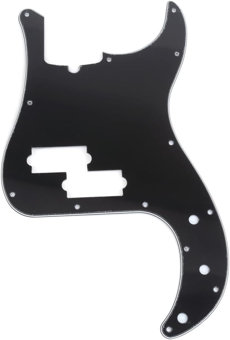 Musiclily Pro 13-Hole Modern Style P Bass Pickguard for 4 String American Precision Bass, 1Ply Black - 3Ply Aged White image number 4