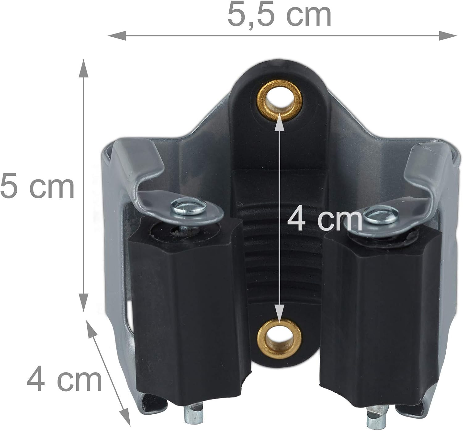 Relaxdays Utility Tool Clamps Set 10, Rubber Gripping Clips, Universal Wall Broom Holder, Garden Tools, Iron, Black/Grey image number 5