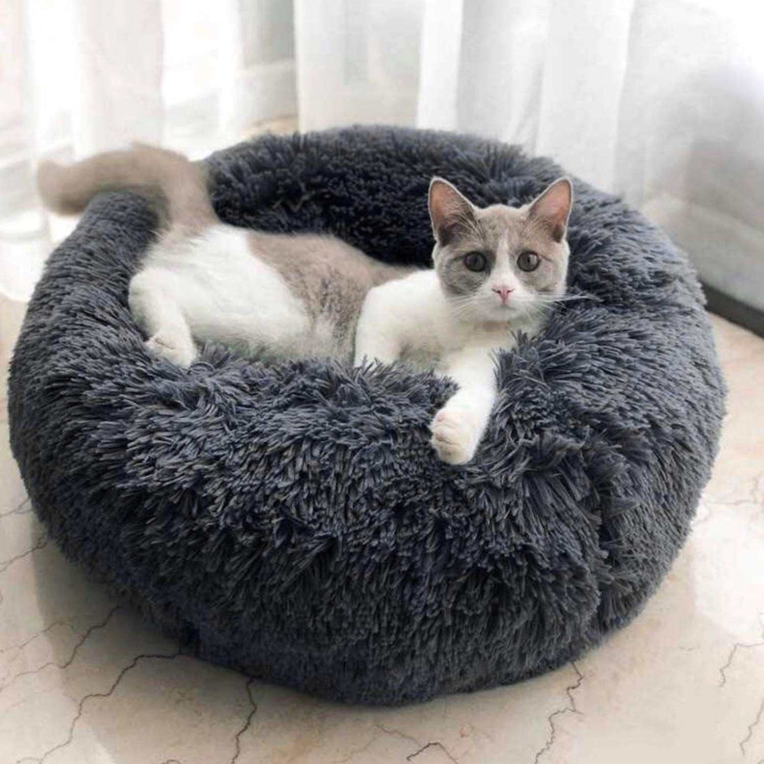 PETCUTE Cat Bed Fluffy Small Cat Beds round Dog Beds Cozy Pet Bed Washable Soft Bed for Kittens image number 5