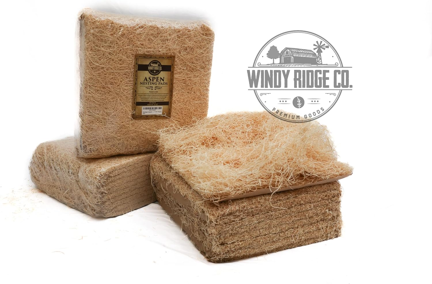 Natural Chicken Nesting Pads - 10 Pack - Aspen Excelsior Bedding Hen Nest Box Liners - USA Made - 13" X 13" image number 2