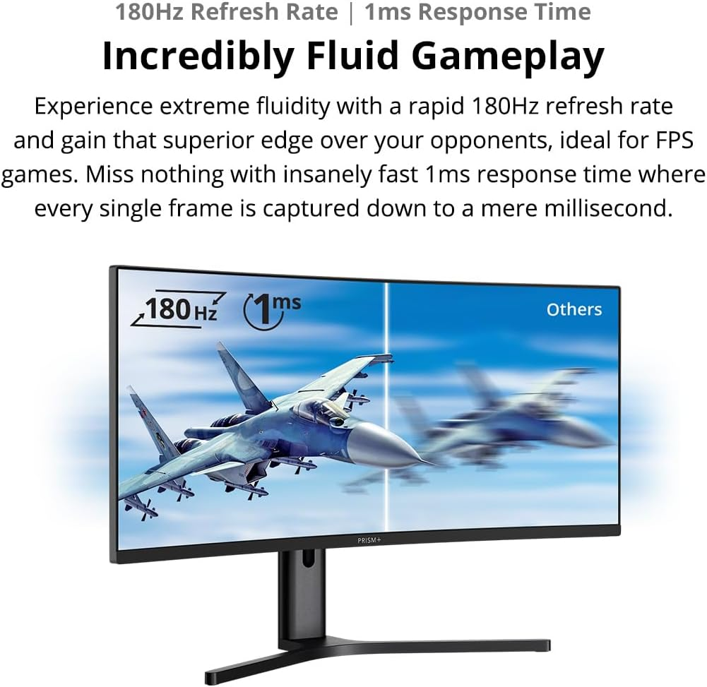 PRISM+ X340 PRO 34" 180Hz 1Ms Curved Ultrawide WQHD Gaming Monitor [3440 X 1440]