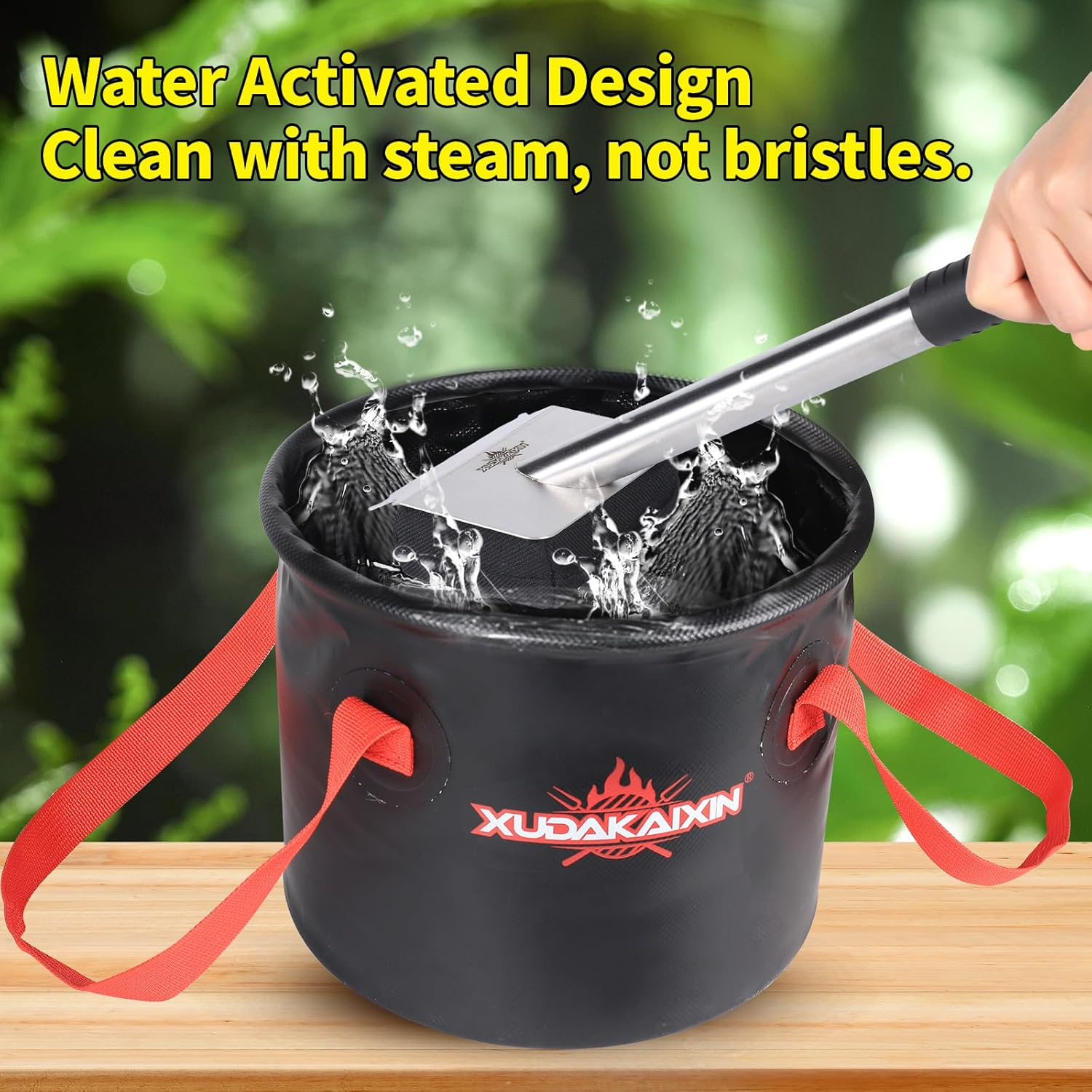 Grill Brush Collapsible Water Bucket for Grill Cleaning, Camping,And Outdoor Activities (Only Water Bucket No Grill Brush) - Red image number 2