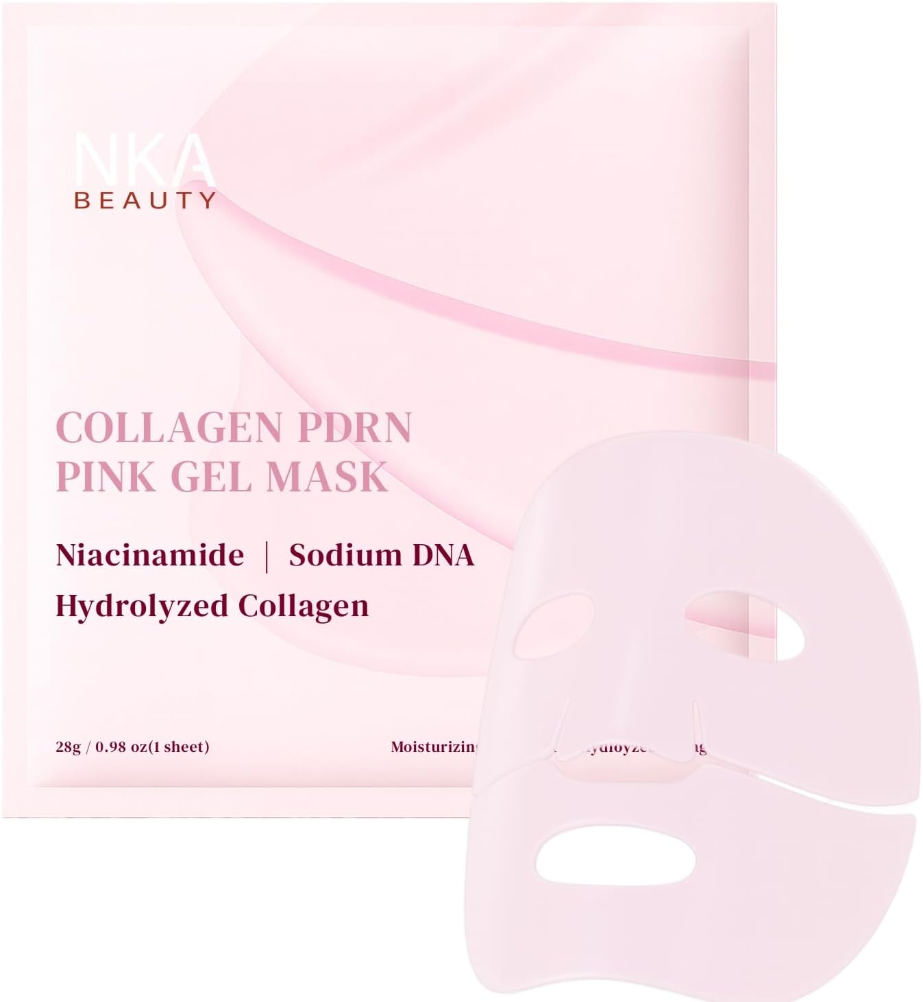 NKA Beauty PDRN Pink Collagen Gel Face Mask, Korean Hydrogel Mask with Niacinamide, Sodium DNA & Collagen for Deep Hydration and Elasticity,1Pc image number 1