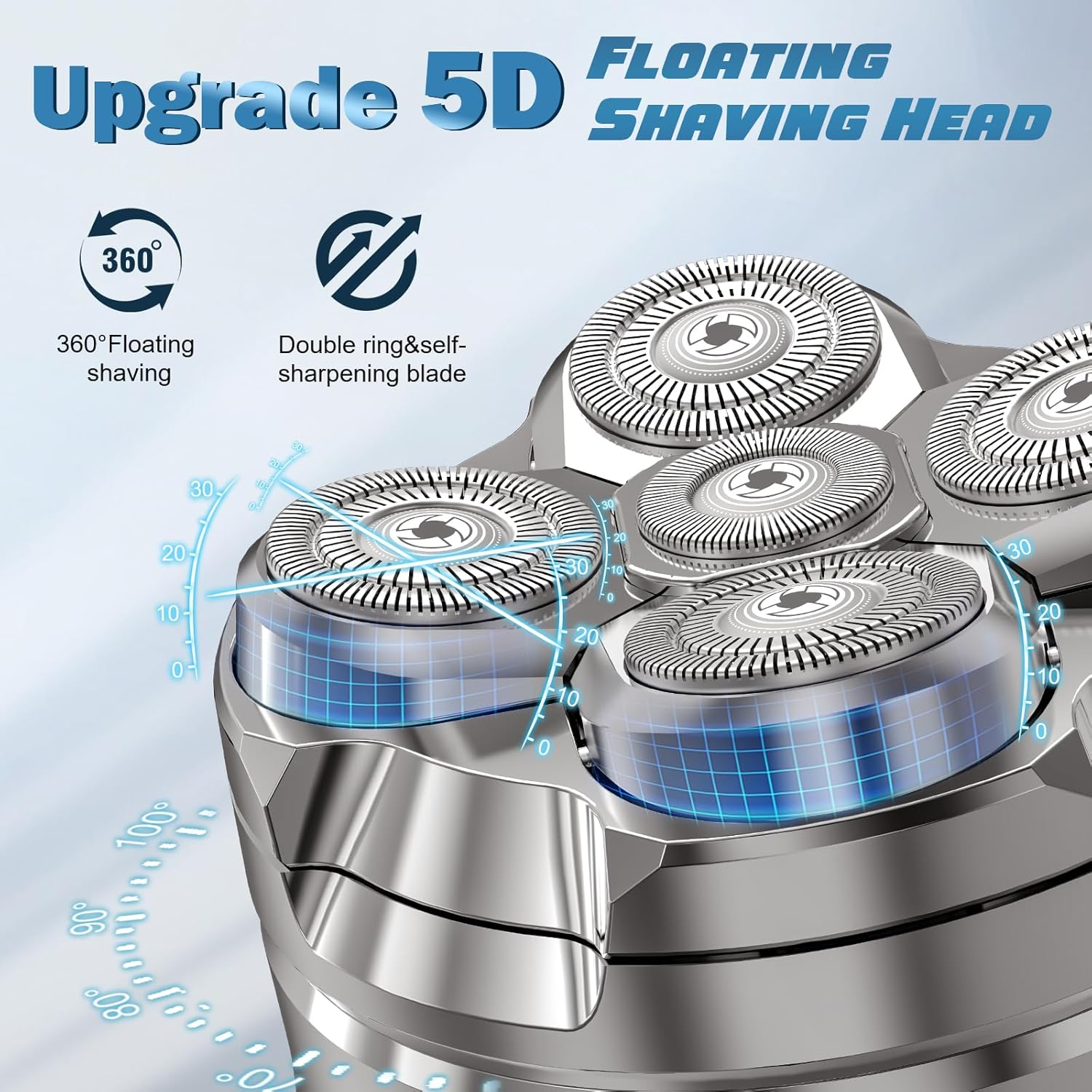 Luctry Head Shavers for Bald Men, Magnetic Electric Razor Hair Trimmer for Men Cordless Rechargeable Electric Shavers, 100% Waterproof Dry with Led Display,Compact Design&Smooth Shaving (Silvery White) image number 5