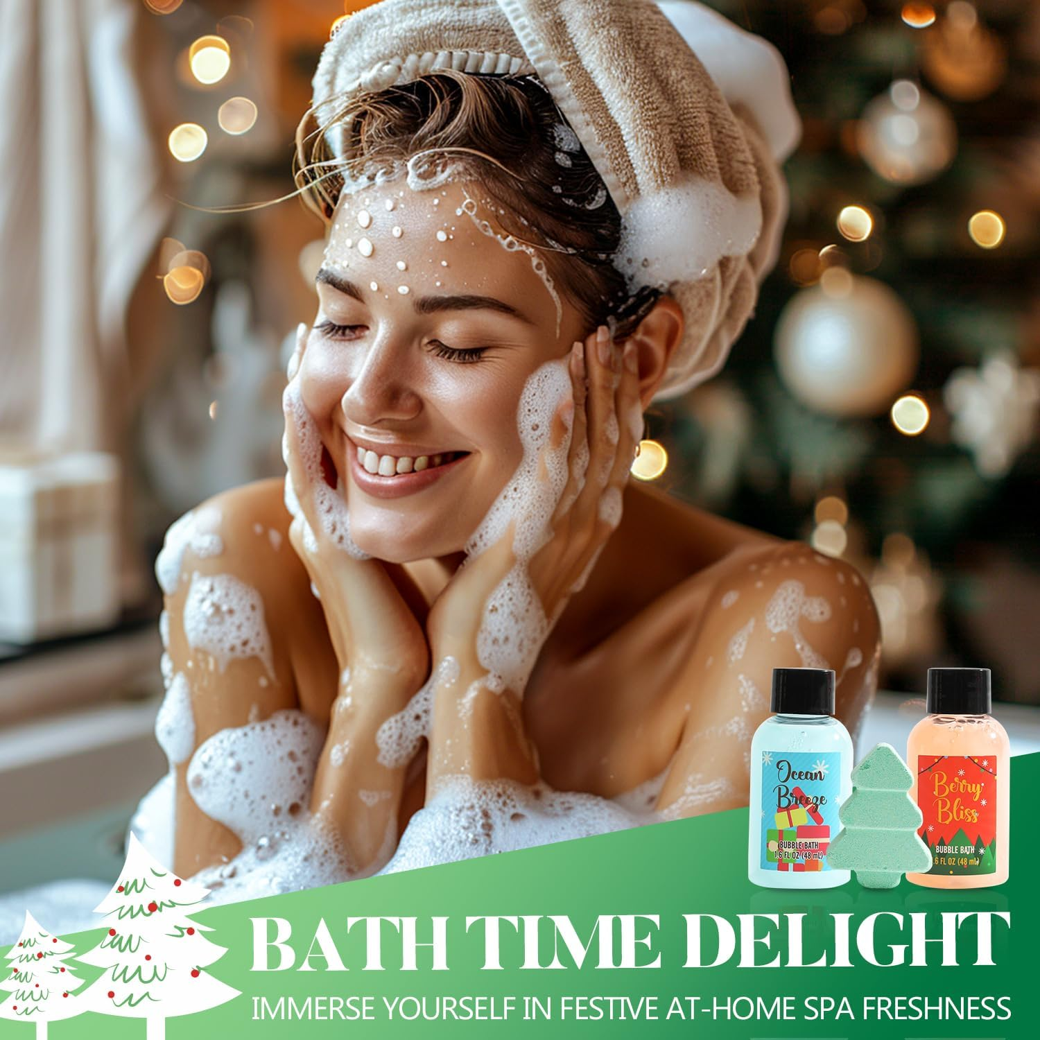 2025 Advent Calendar BODY & EARTH # LOVE Beauty Advent Calendar, Hand Cream 24Pc Gifts for Women, Bubble Bath, Shower Gel, Body Lotion, Soap, Christmas Tree Bath Bomb, Christmas Calendar Gift Set image number 3