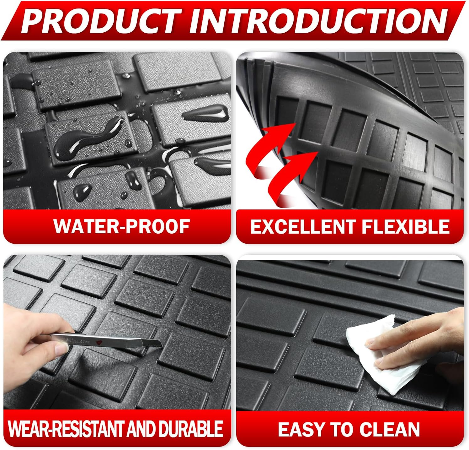 Marretoo Cargo Mats for Kia Carnival 8 Seats (2022-2025) - All-Weather TPE Black Trunk Liner, 2-In-1 Seat Backrest Mat (NOT for Hybrid) image number 5