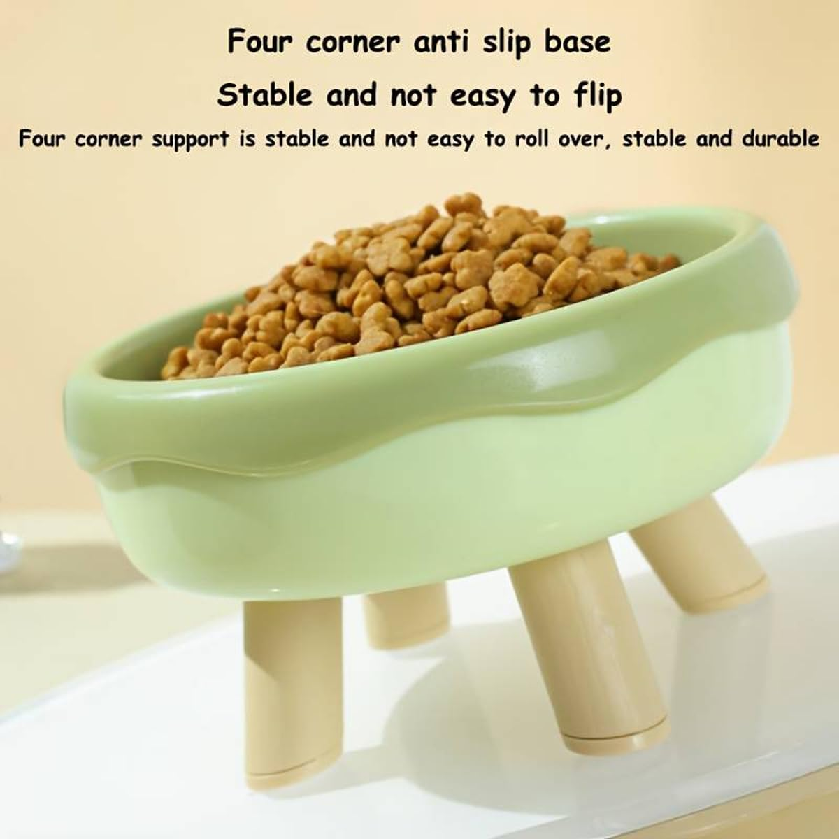 AIMALL Elevated Cat Bowl Donut Design | Anti-Knock High Bowl for Cats & Dogs | Ergonomic Pet Feeding Bowl | Non-Slip Food & Water Basin | Cervical Spine Protection | Sizes: 5.6 X 3.3 Inches - Green image number 5