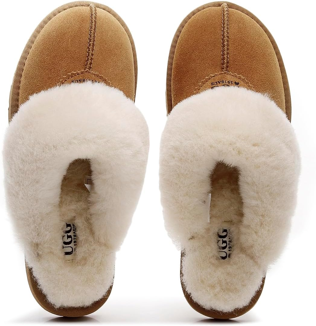 UGG 1978AUS Women'S Men'S Slippers - Premium Australian Sheepskin House Slippers with Cloud-Like Comfort, Fluffy Fur & Anti-Slip Sole, Super Warm & Cozy, Water-Resistant image number 1