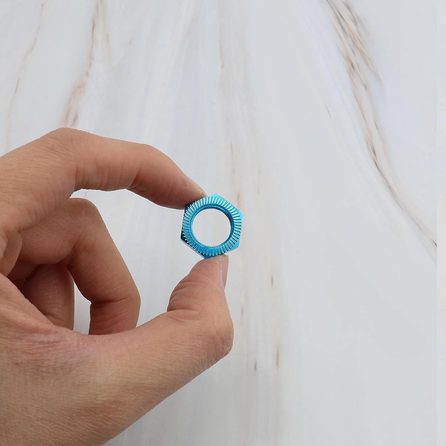 Emsea 4PCS 17Mm Aluminum Alloy Wheel Nut Compatible with RC Car Wheel Hex Hub Nut Thread 1.0Mm for 1/8 Car 17Mm Spanner 12Mm Thread Diameter Upgraded Parts Blue image number 1