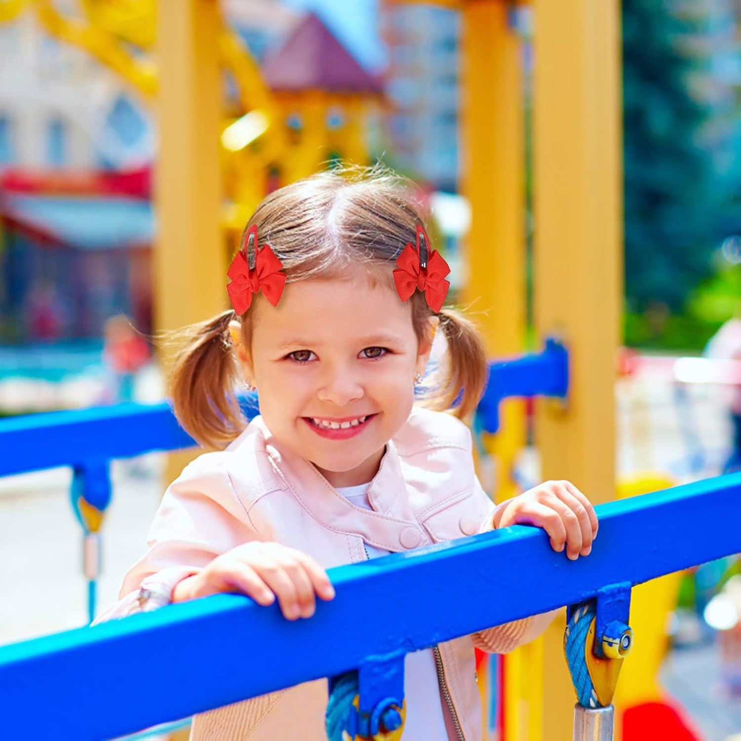 Bekecidi 23 PCS Girls School Hair Accessories Red Bow Hair Clips Elastic Hair Bands Bow Headband Ribbon Hair Barrettes Hair Accessories for Toddlers Kids Christmas Birthday Gift - Red image number 4