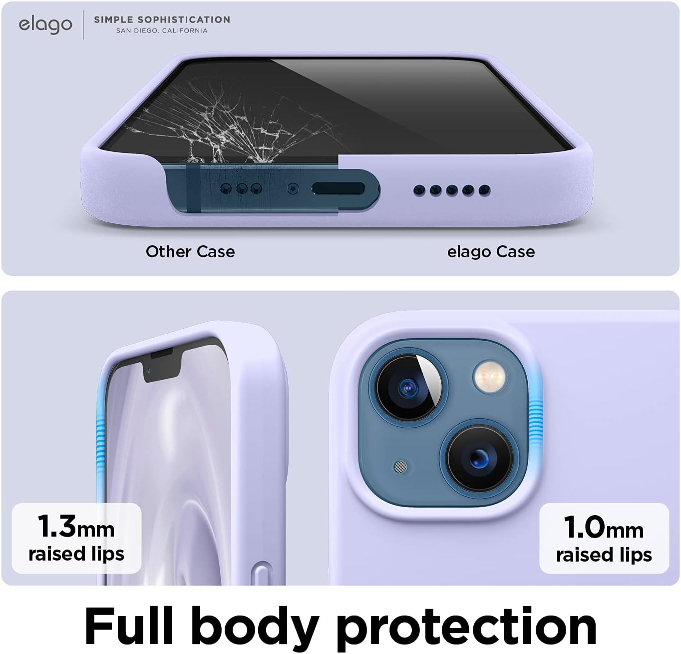 Elago Liquid Silicone Case Compatible with Iphone 13 Case (6.1"), Premium Silicone, Full Body Protection - 3 Layer Shockproof Phone Cover, Anti-Scratch Soft Microfiber Lining (Purple) - Brown image number 5