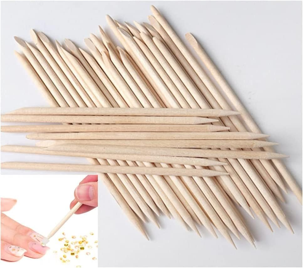 200 Count Nail Art Wood Sticks Wooden Cuticle Remover, Orange Wood Stick Cuticle Pusher Remover, Pusher Manicure Pedicure Tool Disposable(4.6 Inch) image number 1