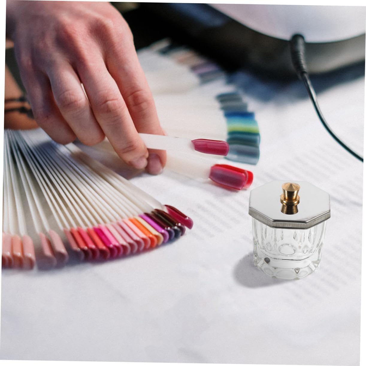 MUSISALY Glass Dappen Dish with Metal Lid 8Oz Nail Liquid Holder Thickened Crystal Nail Cup for Professional Manicure and Diy Use image number 1