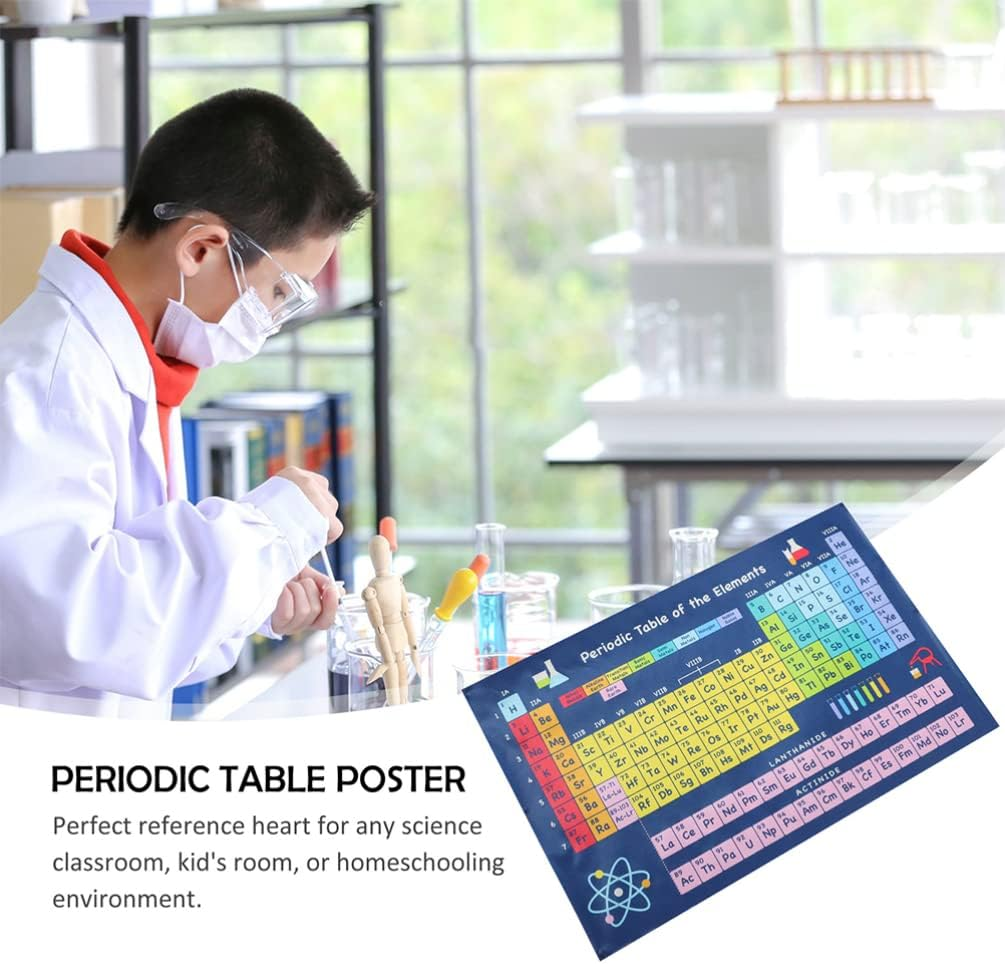 Iplusmile Chemical Periodic Table Chemistry Elements Wall Pictures Decor Periodic Table of Elements Wall Art Science Poster Chemistry Periodic Table Supplies Child Laminated Silk Cloth image number 1