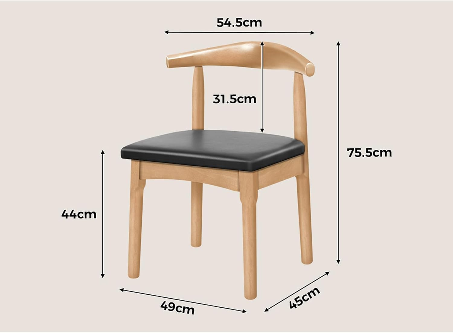 ALFORDSON 1X PU Leather Dining Chair, Retro Sytle Kitchen Chair with Ergonomic Backrest & Floor Protectors for Home Bar Cafe Office Table, Reading Seat 150Kg Capacity, Wood