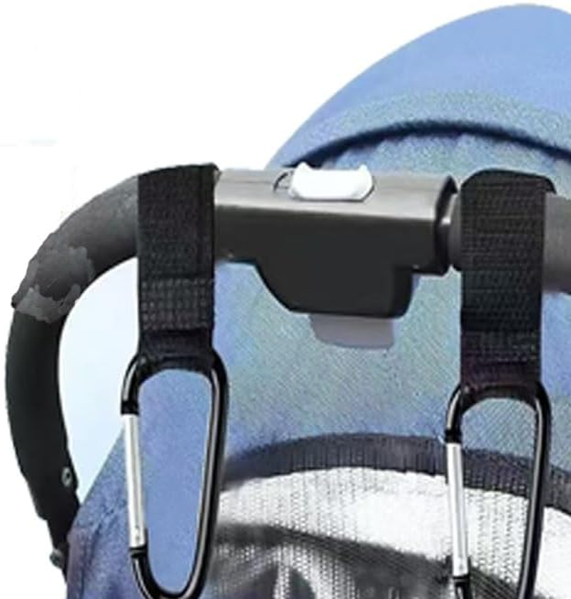 Limcryspp 4 Stroller Hooks for Easy Stroller Organization, 2 Leather Hooks + 2 Regular Straps, Sturdy and Multi-Purpose Hook Straps, as Well as a Safe Aluminum Alloy Buckle