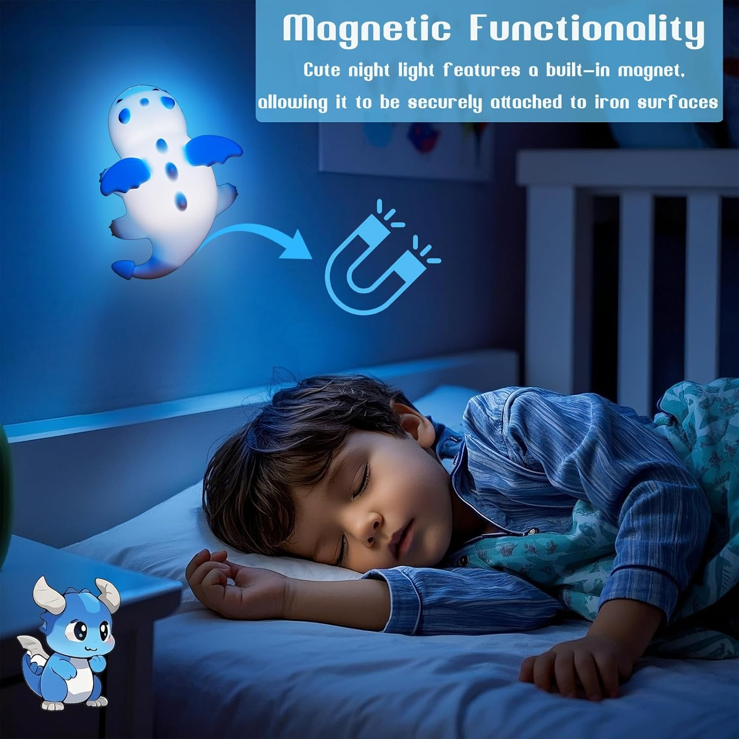 POSSHE Dragon Night Light, Cute Baby Dragon Gifts, Soft Silicone Lamp with 3 Level Warm Light and RGB Changing, Breastfeeding Nursery Portable Kawaii Bedside Lamp for Baby, Toddler, Boys and Girls - Color 1 image number 7