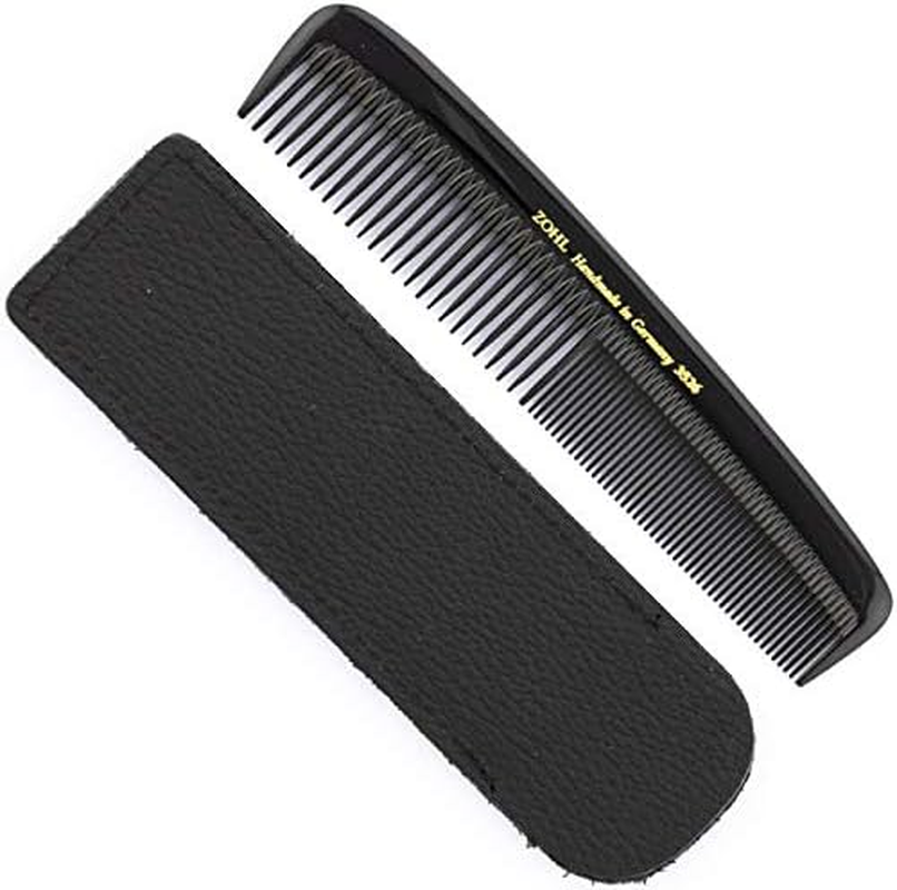 ZOHL Mens Pocket Hair Comb Ebonite in Leather Pouch image number 2