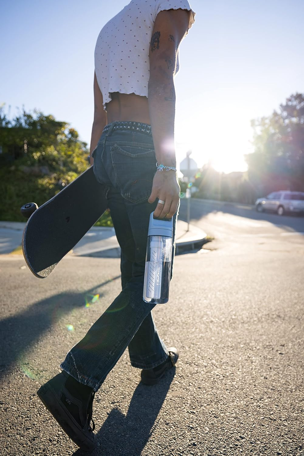 Lifestraw Go Series &mdash; Bpa-Free Water Filter Bottle for Travel and Everyday Use Removes Bacteria, Parasites and Microplastics, Improves Taste, 22Oz Cherry Blossom Pink image number 1