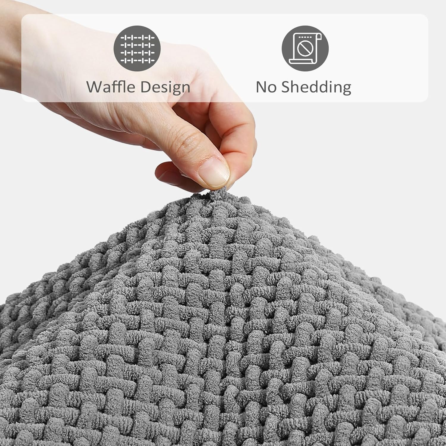 MOSISO Chenille Bathroom Rugs, 20 Inch X 32 Inch Non Slip Plush Shaggy Bath Carpet, Extra Soft and Absorbent Waffle Bath Mat for Bathroom Floor, Tub and Shower, Sink, Vanity, Grey image number 2