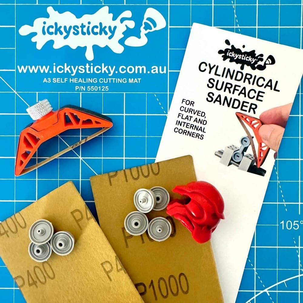 Ickysticky Cylindrical Surface Sander, Aluminium Oxide Sandpaper, Wood, Plastic, Metal, Red