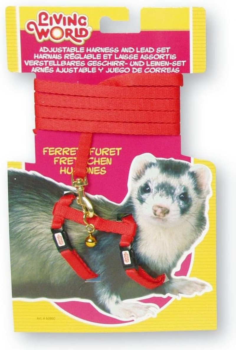 Living World Adjustable Harness and Lead Set for Ferret, Red