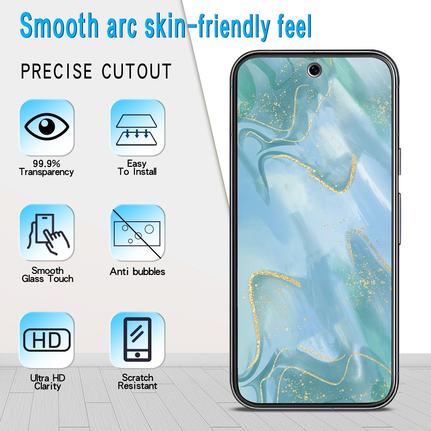 Slanku [3+3 Pack] Screen Protector for Google Pixel 9 and Camera Lens Protector, Fingerprint Compatible, 9H Tempered Glass Film, anti Scratch, No Bubbles image number 2