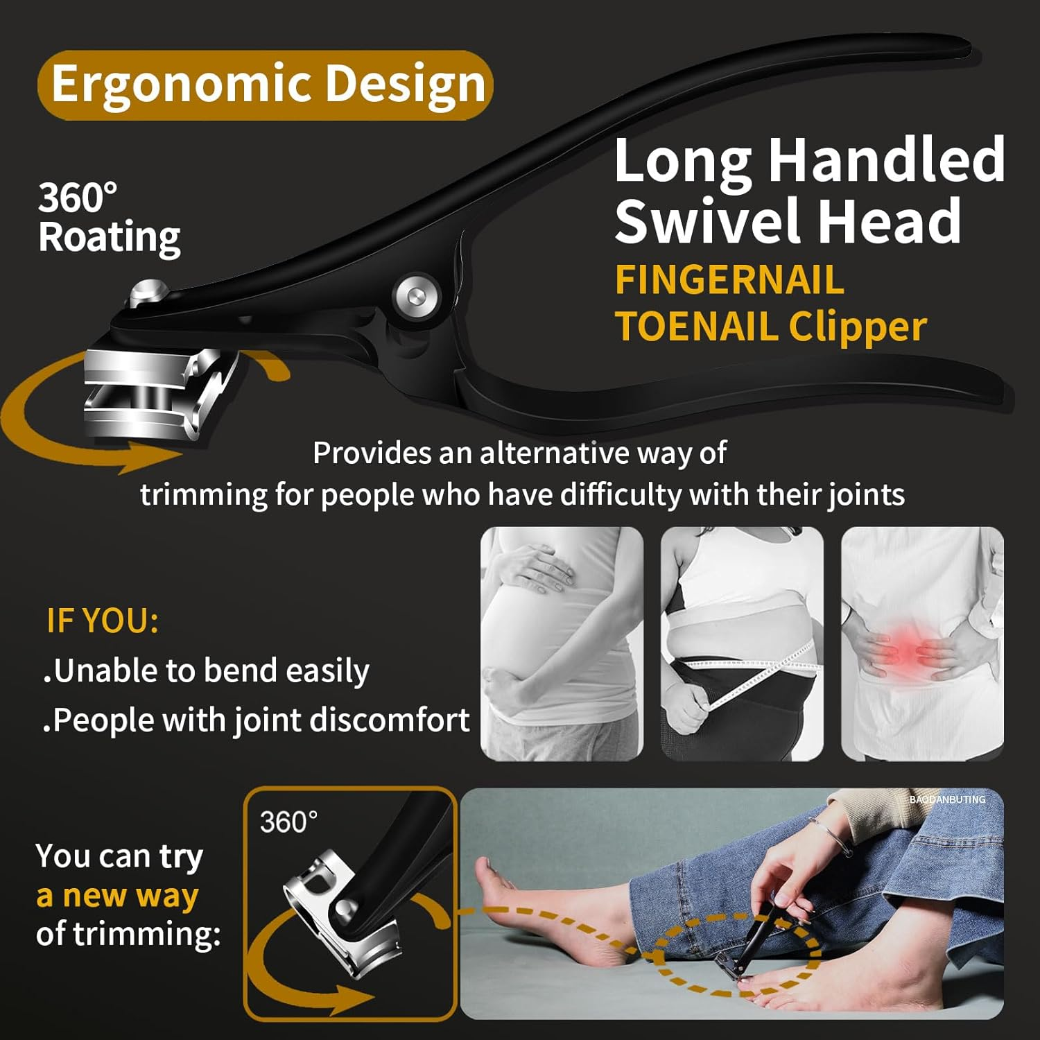 Manicure Set for Seniors and Men, 6 Pieces Pedicure Set for Thick and Deep Ingrown Toenails, Nail Scissors, Toenails with Long Handle, Professional Care Tool BAODANBUTING image number 5