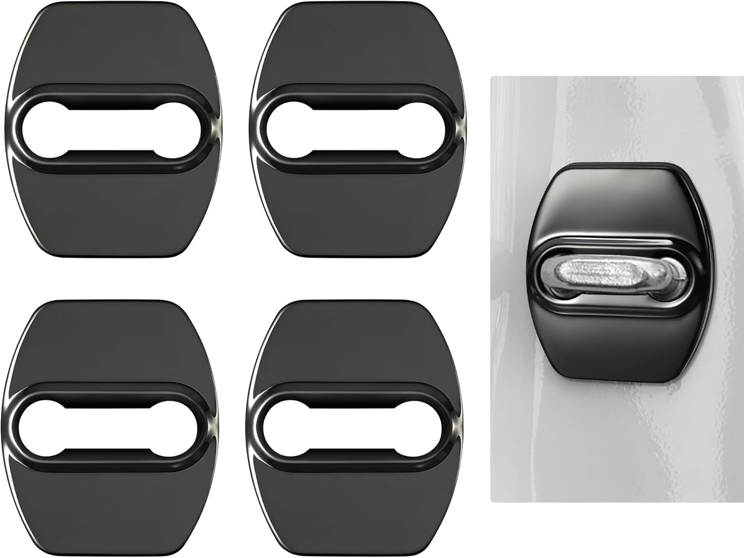 TOMALL 4Pcs Car Door Lock Latches Covers Compatible with Hyundai Sonata Elantra Santa Fe Palisade Tucson Veloster N Genesis Kona/Kona EV Azera Ioniq Stainless Steel Exterior Accessories (Carbon Fiber)