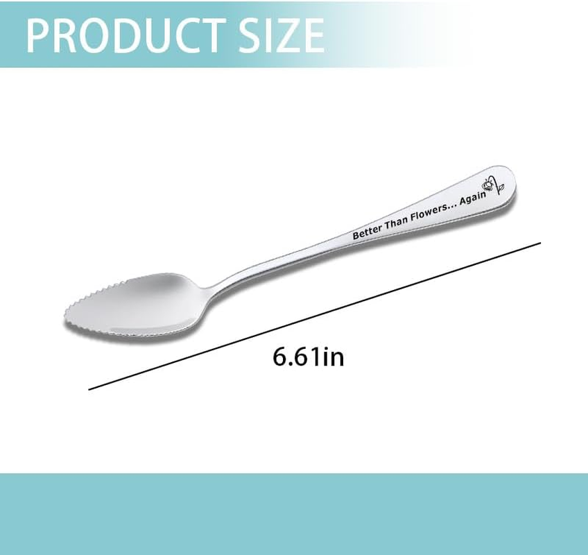 Long Distance Relationship Gifts for Women Fiancee Christmas Birthday Gifts for Girlfriend from Boyfriend Wife Anniversary Wedding Gift from Husband Engraved Spoons Serrated Melon Spoon with Teeth image number 6