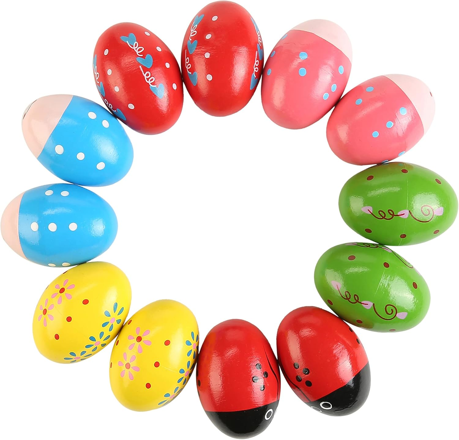 6Pcs Wooden Egg Shakers Hand Musical Maracas Percussion Instruments