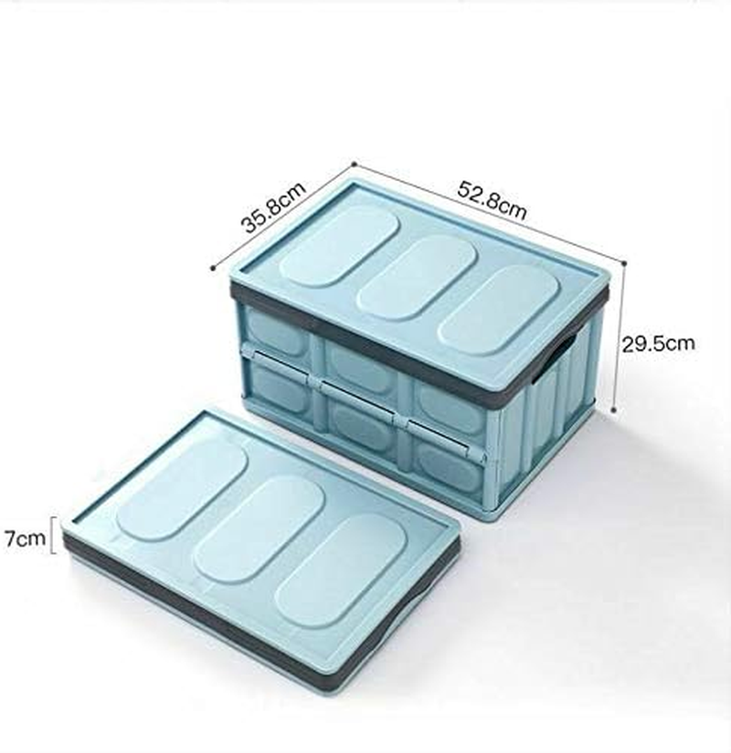 Clever Durable Collapsible Folding Stackable Plastic Crates Storage Container Basket Bins Box with Lids for Outdoor Picnic Camping Cooking Grocery Shopping (Large, Blue) image number 5