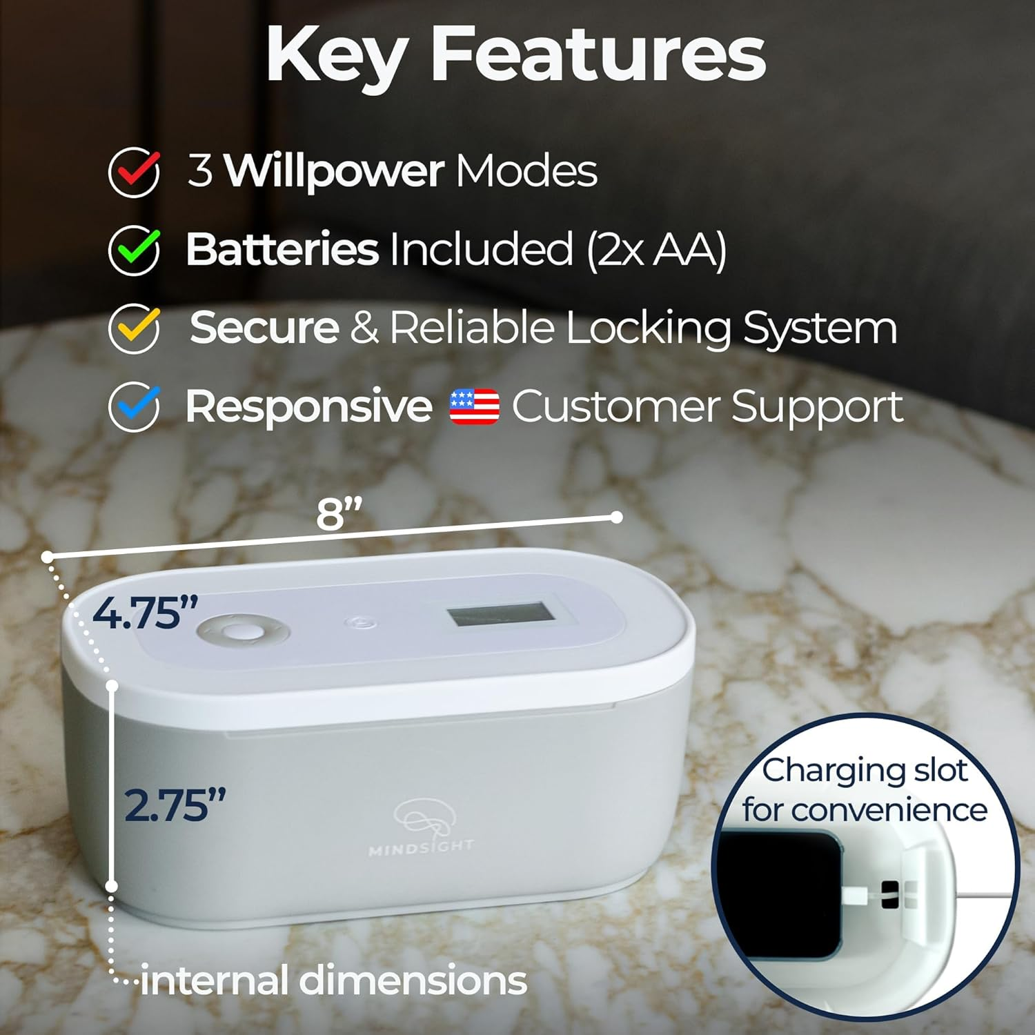 Mindsight Timed Lock Box to Help Detach from Phone, Video Games, Snacks & Cravings | Out of Sight Out of Mind | Simple Mindfulness Tool to Live in the Moment | Stress & Anxiety Relief | Teens/Adults - Wood Grain Look image number 5